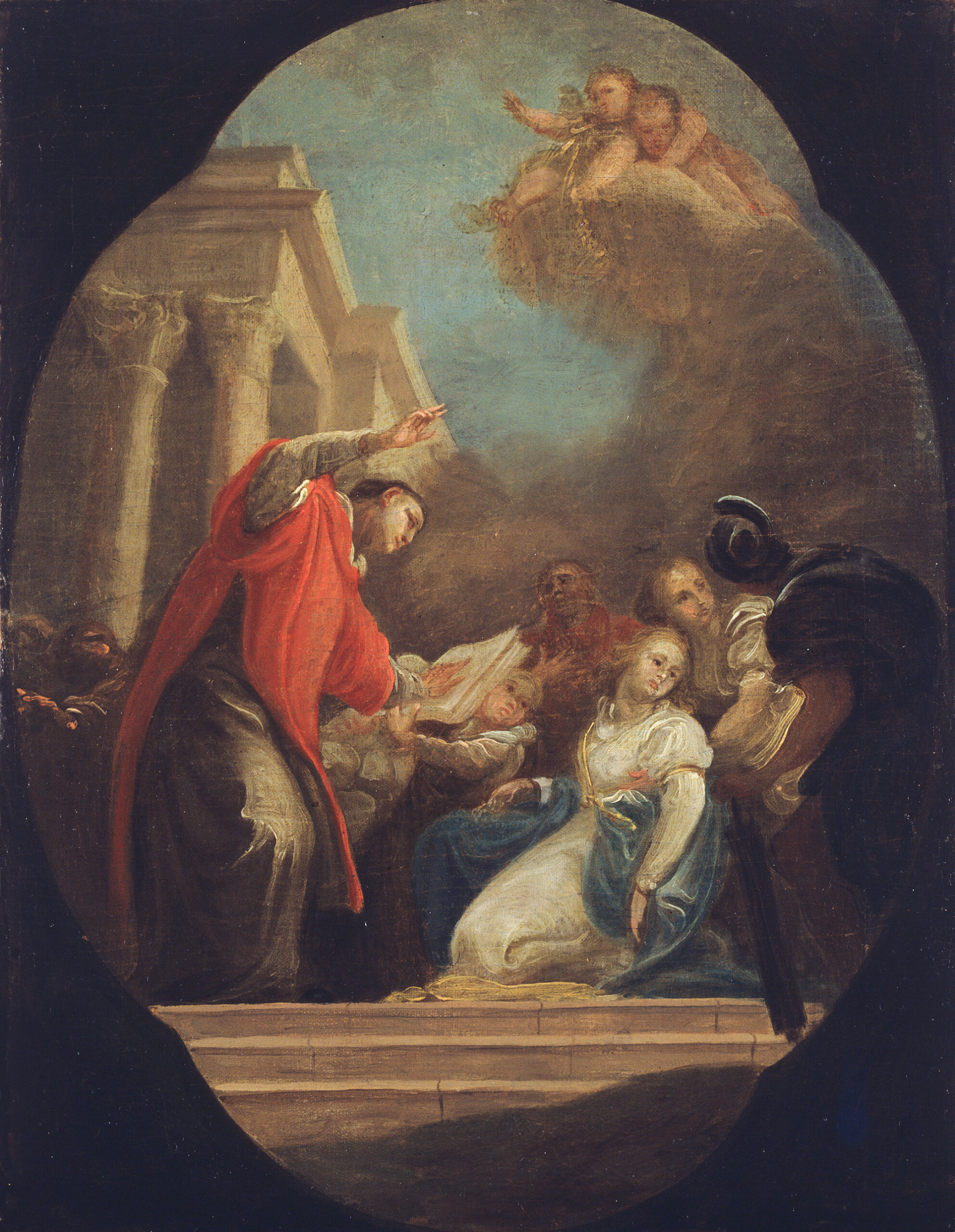 Johann Christian Thomas Wink (Umkreis ) - Der heilig Cyriacus befreit Artemia, die Tochter des Kaisers Diokletians, von Teufel